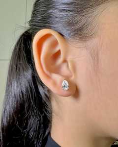Ready to Ship Lab Grown 1.01CT VS1 Pear Cut Diamond <b>Stud</b> <b>Earrings</b> For Unisex 14K White Gold <b>Fine</b> Anniversary Promise Gift Her - Product Image 5