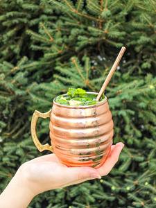 Mug martelé en cuivre pur pour Moscow Mule avec poignée dorée, idéal pour bière, cocktails et vodka – Vente en gros - Product Image 4
