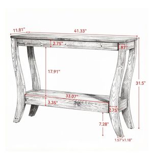 Mesa Consola Rústica de Mármol de 41.3" x 11.81" x 31.5" con Patas Ajustables para Sala de Estar, Muebles para el Hogar - Product Image 2