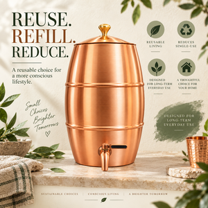 Distributeur d'eau en cuivre artisanal de qualité supérieure pour les bienfaits santé, idéal pour la maison, le bureau ou comme cadeau. Distributeur d'eau 100% cuivre pur. - Product Image 6