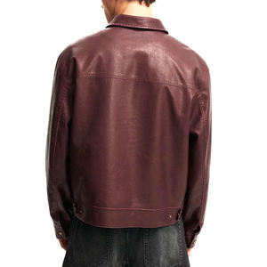 Stand Collar Style Full Zipper Design Customized 2026 Newest Design Adult Wear Unique Style <b>Men</b> Leather <b>Jackets</b> - Product Image 3