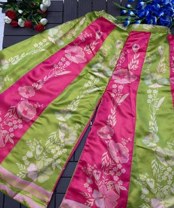 Lehenga Choli traditionnel indien en soie satinée, broderie florale, longueur au sol, rose et vert, tenue de mariage, tenue ethnique pour femmes, 87239 - Product Image 4