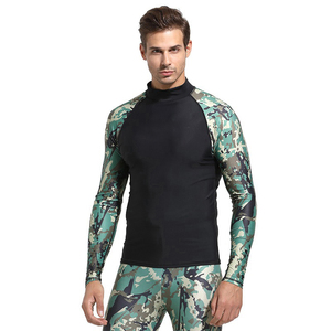 Custom Design Men's Long Sleeve Rash Guard Breathable Heat-Transfer Spandex/Polyester <b>Compression</b> Swim Shirt Windproof UPF50 - Product Image 1
