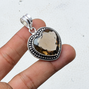 Pendentif en topaze fumée en forme de cœur, argent sterling 925, pendentif en pierre précieuse topaze fumée, cadeau d'anniversaire, de mariage - Product Image 6