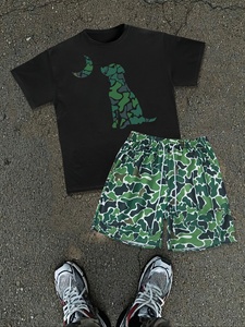 Ensemble de sport actif pour homme, t-shirt et short en coton respirant pour l'été - Product Image 1