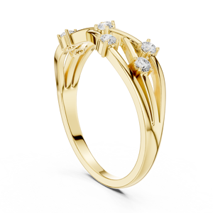 Bague de luxe en or jaune multi-pierres entrecroisées pour femme, bijou de mode ouvert pour mariage et anniversaire, cadeau - Product Image 2