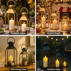 Elegant Metal Lantern Decorative Candle Holder Vintage <b>Hanging</b> <b>Light</b> Home Garden Patio Wedding Party Indoor <b>Outdoor</b> Decor - Product Image 6