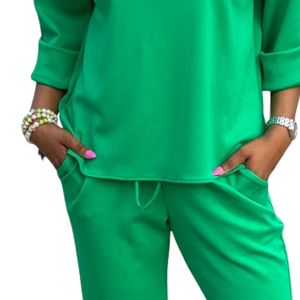 Pantalones de Verano Impermeables Ecológicos de Felpa Recta Green Luxe para Mujer, Pantalones Casuales de Moda, Conjunto Elegante de Dos Piezas - Product Image 4