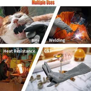 Gants de soudage longs en cuir de vachette pleine fleur, résistants à la chaleur et aux étincelles, pour la lutte contre les incendies et le barbecue, vente en gros - Product Image 6