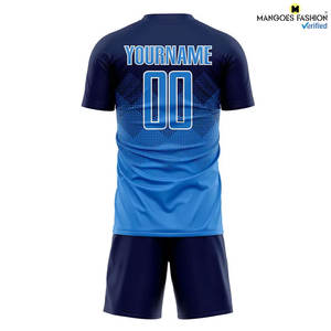 Uniforme de Fútbol Personalizado Azul Marino y Blanco Sublimado, Jersey de Manga Corta Transpirable Unisex para Adultos - Product Image 4