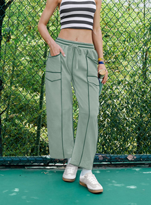 Outdoor Streetwear Heavyweight Pure Cotton <b>Baggy</b> Sweatpants Straight Wide Leg Lounge Casual Custom <b>Trousers</b> For <b>Women's</b> - Product Image 5