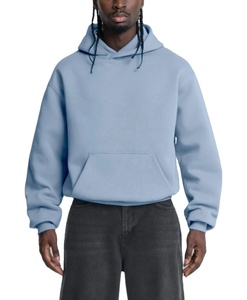 Sweat à capuche surdimensionné en coton personnalisable 300g pour hommes, sweats à capuche courts de luxe, streetwear lourd, polaire à carreaux d'hiver - Product Image 1