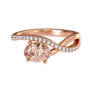 <b>925</b> Sterling <b>Silver</b> Solitaire Engagement <b>Ring</b> with Rose Gold Plating and Pavé Cubic Zirconia Accents Handmade Bulk Product - Product Image 2