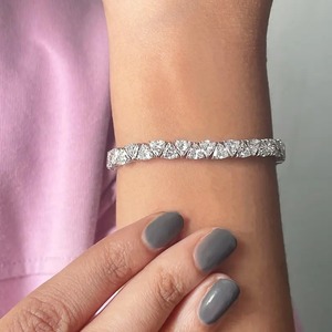 Top Demanded Luxury Trillion Cut Moissanite Diamond 925 <b>Silver</b> Rhodium Plated Tennis <b>Bracelet</b> Unisex Gift Available Wholesale - Product Image 6
