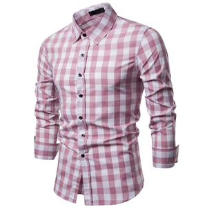 Camisa de Hombre Personalizada, Corte Entallado, Diseño a Cuadros, Manga Larga, Cuello Abotonado, Algodón, Informal, para Oficina o Negocios - Product Image 3