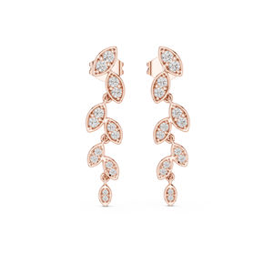 Boucles d'oreilles en or jaune 14 carats avec diamants de laboratoire ronds pour femmes |   Vêtements de mariée |   Nouveau diamant cultivé - Product Image 3