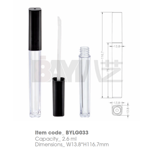 Tube de rouge à lèvres transparent carré, fin et brillant, contenant pour maquillage liquide et gloss à lèvres - Product Image 1