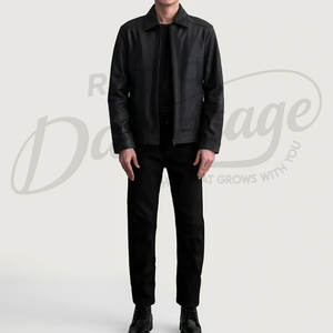 เสื้อโค้ทหนังแท้สีน้ำตาลวินเทจพรีเมียมสำหรับผู้ชาย - แจ็คเก็ตหนังแกะสำหรับฤดูหนาวความยาวปานกลางพร้อมปกขนเฟอร์เทียม - Product Image 3