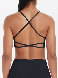 Criss Cross Back Sports <b>Bra</b> Women Strappy Yoga Crop Top <b>Open</b> Back Padded Gym Workout Fitness Activewear Camisole Tank - Product Image 2