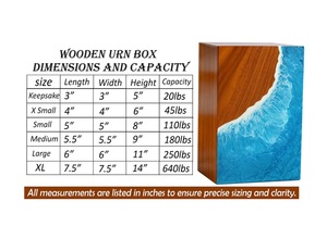 Handmade Rosewood Cremation Urn <b>Box</b> Resin Ocean Wave Design - Product Image 4
