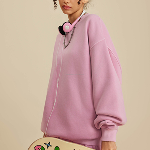 Otoño e invierno lavado y pila medio Sudadera de cuello alto hombre calle suelta cuello redondo Sudadera Mujer - Product Image 4