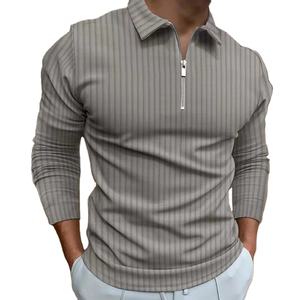 Nouveau 2025 – Chemise décontractée pour homme, automne-hiver, motif lettres, col à revers, sport et loisirs, fermeture éclair, manches longues, haute élasticité - Product Image 1