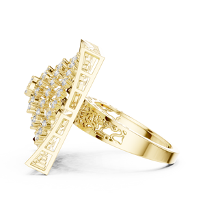 Anillo de Diamantes Cultivados en Laboratorio con Corte Redondo, Oro Sólido de 14K, Diseño Floral en Rejilla Cuadrada, 0.80CT DEFVVS, Anillo de Boda, Joyería Fina ODM - Product Image 5
