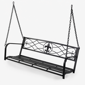Black Metal <b>Hanging</b> Porch Swing Bench With Chains Outdoor Garden Patio Wrought Iron Decorative <b>Seat</b> for Home Decor - Product Image 4