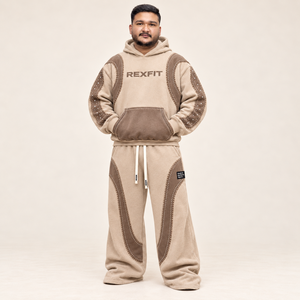 Rexfit Sports Custom <b>Men's</b> Fleece Hoodie Tracksuit Set Wide Leg Joggers Casual Winter Wear <b>Thermal</b> Sweatshirt <b>Pants</b> - Product Image 3