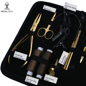 Kit Complet d'Application d'Extensions de Cheveux à Trame, Pinces en Acier Inoxydable Doré, Bobines de Fil à Tisser, Pinces de Sectionnement - Product Image 3