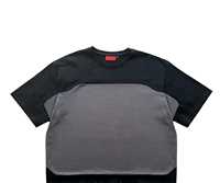 T-shirt homme de haute qualité, bicolore, à manches raglan, épaules tombantes, coupe oversize, en coton, court, uni