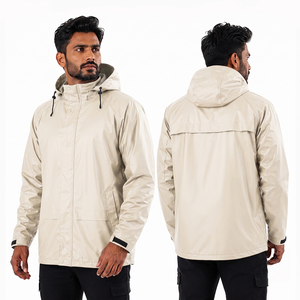 Veste imperméable légère à fermeture éclair intégrale pour homme, coupe-vent d'extérieur, logo personnalisé, veste de sport en polyester pour homme - Product Image 6