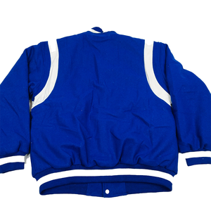 Chaqueta Varsity de Lana Azul para Hombre, Estilo Clásico Urbano, Logotipo Personalizado Bordado, Estilo Universitario, Fabricante OEM, Resistente al Viento - Product Image 4