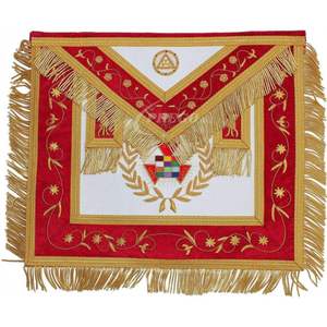 Delantal Masónico del Gran Sacerdote del Arco Real - Delantal de Masón con Bordado a Mano en Terciopelo Rojo - Product Image 6