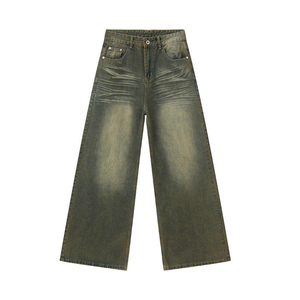 Pantalon en jean vintage délavé pour homme, style crayon, effet moustaches, tendance - Product Image 4