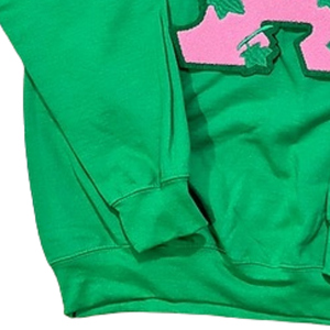 Green Crew Neck Sweatshirt with <b>Pink</b> Letter A and Green Leaf Embroidery <b>Long</b> <b>Sleeve</b> Pullover Casual Women's Fashion <b>Top</b> Soft - Product Image 5