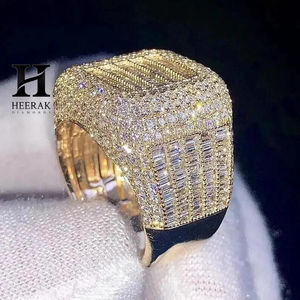 Luxury <b>Iced</b> Out Men's <b>Ring</b> - Baguette and Round Cut Paved Gold Band - Heerak Diamonds Custom Jewelry - Product Image 5