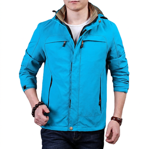 Veste à capuche pour homme, fermeture éclair, coupe-vent, décontractée, pour l'extérieur, saison automne, mélange polyester-coton - Product Image 4