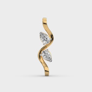 Pendentif élégant en diamant de laboratoire double poire, en or jaune, blanc et rose 9 carats plaqué rhodium, certifié IGI, design moderne torsadé - Product Image 6