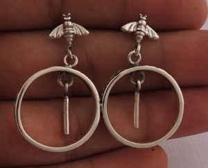 Wholesale 925 Sterling Silver Honey <b>Bee</b> Dangle Earrings Handmade Animal Motif Drop Earrings High Quality Real Silver <b>Bee</b> Jewelry - Product Image 3