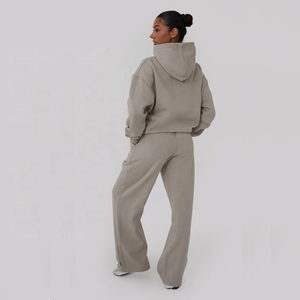 Conjunto de 2 piezas de chándal de algodón polar para mujer, holgado y cómodo, personalizable al por mayor de fábrica - Product Image 4