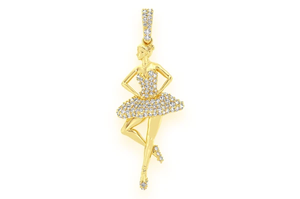 Pendentif Ballerine Iced Out en Or Blanc, Moissanite VVS, Collier de Luxe Hip Hop pour Femme - Product Image 3