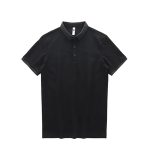 Chemise de golf pour homme à logo personnalisé sur le devant, unie, teinte, manches courtes, respirante, col en V, tissu jersey décontracté de haute qualité, 180g - Product Image 2