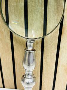 Loupe à main de 4 pouces avec poignée en aluminium artisanale et cadre en nickel avec lentille en verre optique |   Loupe de lecture et d'inspection vintage - Product Image 5