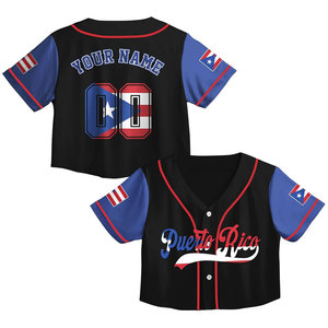 Crop top de baseball personnalisé pour femmes, impression par sublimation, logo d'équipe, numéro, jersey en polyester de qualité supérieure - Product Image 1