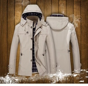Spring Autumn New Plus Size Casual Zipper 100% Cotton Woven Plain Dyed Slim <b>Long</b> Hooded Bomber <b>Jacket</b> for <b>Men</b> - Product Image 4
