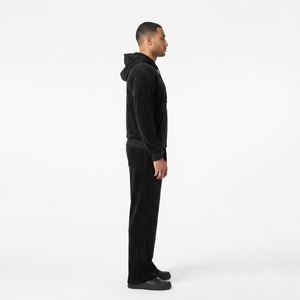 Ensemble de survêtement en velours noir Y2K personnalisé OEM, 320 GSM, extensible dans quatre sens, respirant, anti-boulochage, durable, unisexe, adulte, automne/hiver - Product Image 3