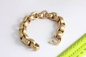 สร้อยข้อมือผู้ชายแบบหนา โซ่ทองเหลืองดิบ ทรงกลม ทันสมัย ขายส่ง - Product Image 4