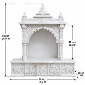 Luxury Hand Carved White Marble <b>Mandir</b> Outdoor Temple Designer Marble Pooja Mandap Custom Hindu Prayer <b>Mandir</b> Diwali - Product Image 4