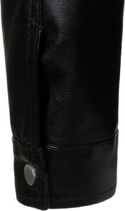 <b>Men's</b> Classic Black PU Faux <b>Leather</b> Biker <b>Jacket</b> Stand Collar Snap Button Quilted Shoulder Multi Zipper Moto Style OEM Custom - Product Image 5